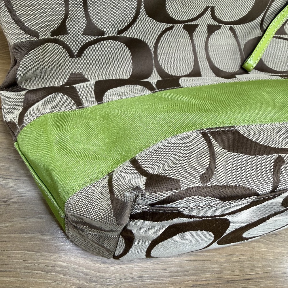 Coach Y2K Signature Stripe Kiwi Tote Zip Toe Bag - Picture 9 of 15